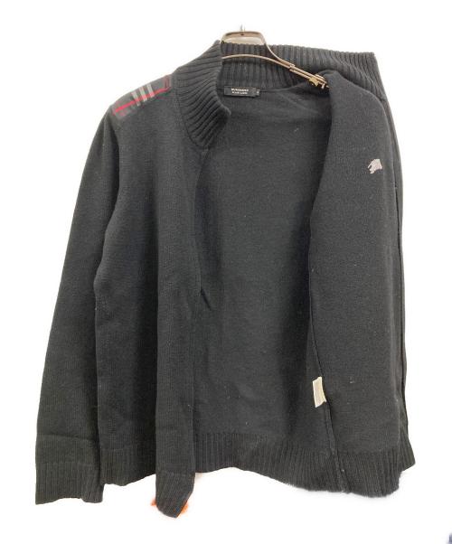 BURBERRY BLACK LABEL（バーバリーブラックレーベル）BURBERRY BLACK LABEL (バーバリーブラックレーベル) チェック柄切替ドライバーズニット ブラック サイズ:Lの古着・服飾アイテム