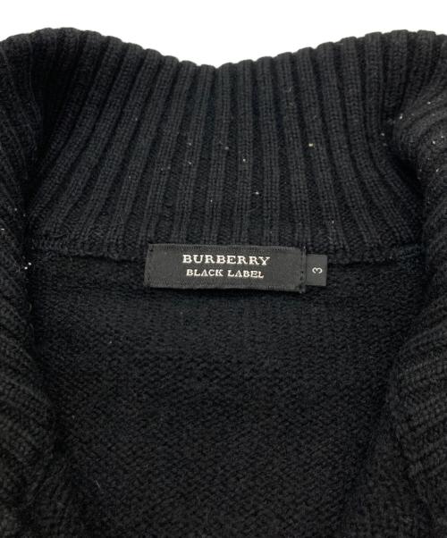 BURBERRY BLACK LABEL（バーバリーブラックレーベル）BURBERRY BLACK LABEL (バーバリーブラックレーベル) チェック柄切替ドライバーズニット ブラック サイズ:Lの古着・服飾アイテム