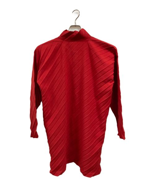 me ISSEY MIYAKE（ミーイッセイ ミヤケ）me ISSEY MIYAKE (ミーイッセイ ミヤケ) スタンドカラープリーツロングシャツ レッド サイズ:表記なしの古着・服飾アイテム