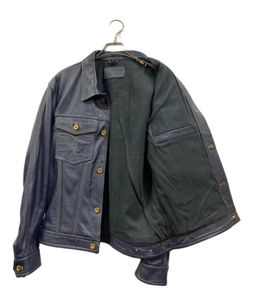 （ノーブランド）　 (ノーブランド) レザートラッカージャケット ブルー サイズ:XLの古着・服飾アイテム