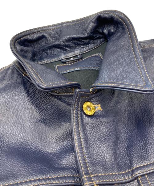 （ノーブランド）　 (ノーブランド) レザートラッカージャケット ブルー サイズ:XLの古着・服飾アイテム