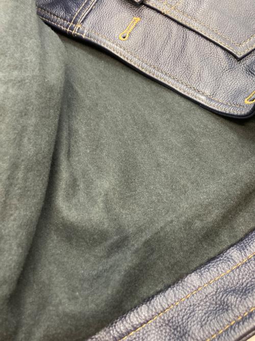 （ノーブランド）　 (ノーブランド) レザートラッカージャケット ブルー サイズ:XLの古着・服飾アイテム