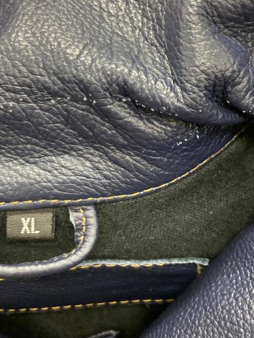 （ノーブランド）　 (ノーブランド) レザートラッカージャケット ブルー サイズ:XLの古着・服飾アイテム