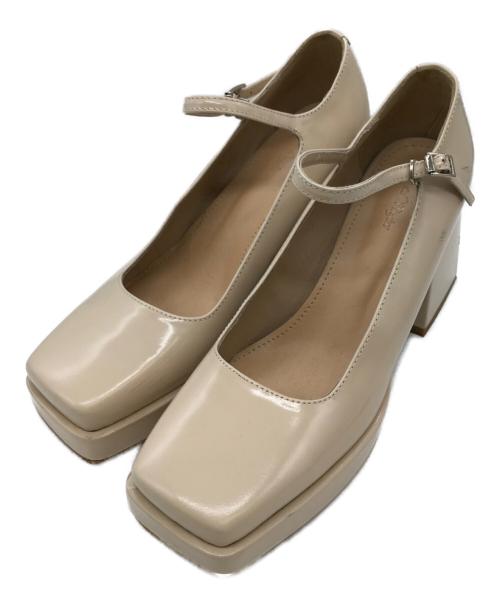 the virgins（ヴァージンズ）the virgins (ヴァージンズ) SQUARE CHUNKY HEEL ベージュ サイズ:Lの古着・服飾アイテム