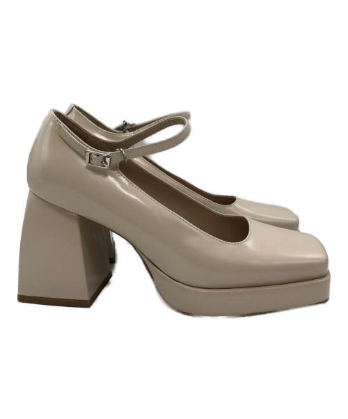 the virgins（ヴァージンズ）the virgins (ヴァージンズ) SQUARE CHUNKY HEEL ベージュ サイズ:Lの古着・服飾アイテム