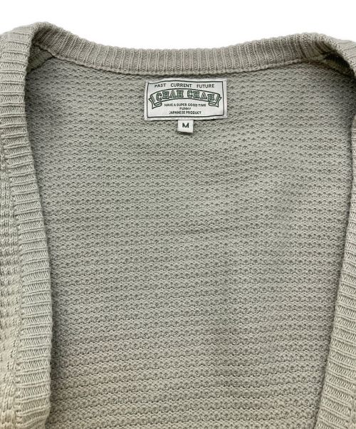 CHAH CHAH（チャーチャー）CHAH CHAH (チャーチャー) CC WAFFLE DOUBLE CARDIGAN-SMOKE ライトグリーン サイズ:Mの古着・服飾アイテム