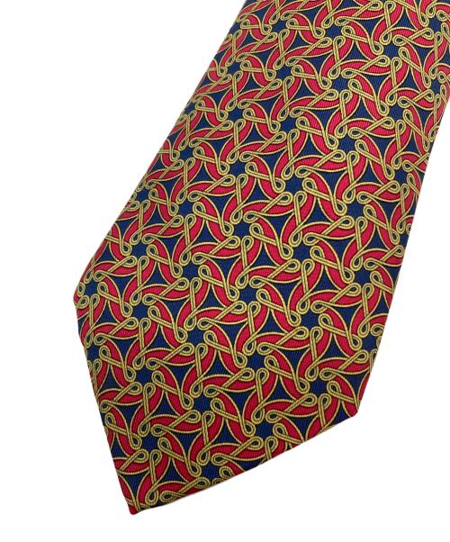 HERMES（エルメス）HERMES (エルメス) 総柄ネクタイ レッド×ブルー サイズ:-の古着・服飾アイテム