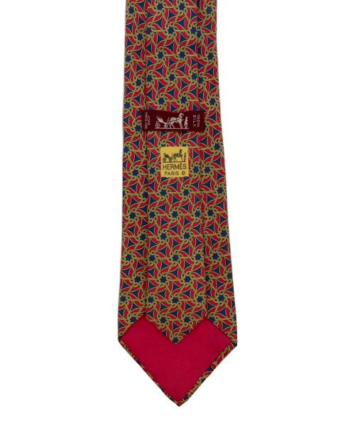 HERMES（エルメス）HERMES (エルメス) 総柄ネクタイ レッド×ブルー サイズ:-の古着・服飾アイテム