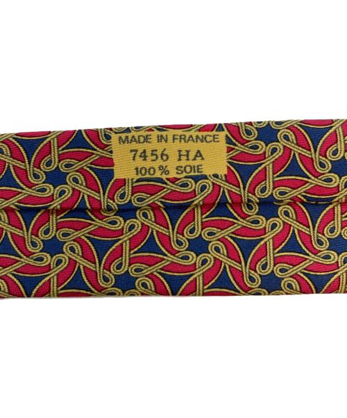 HERMES（エルメス）HERMES (エルメス) 総柄ネクタイ レッド×ブルー サイズ:-の古着・服飾アイテム