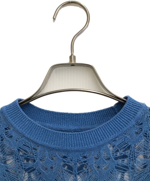 Ameri（アメリ）AMERI (アメリ) クロシェロングニット ブルー サイズ:FREEの古着・服飾アイテム