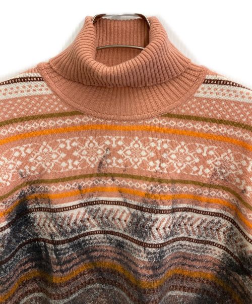 LAMBERTO LOSANI（ランベルト ロザーニ）LAMBERTO LOSANI (ランベルト ロザーニ) カシミヤタートルネックニット ピンク×ブラック サイズ:SIZE Sの古着・服飾アイテム