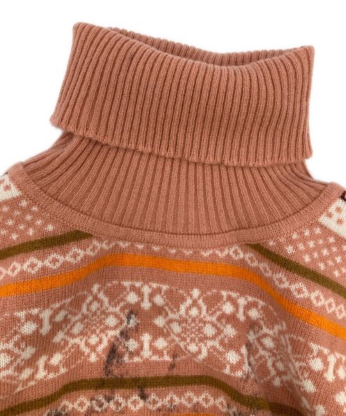 LAMBERTO LOSANI（ランベルト ロザーニ）LAMBERTO LOSANI (ランベルト ロザーニ) カシミヤタートルネックニット ピンク×ブラック サイズ:SIZE Sの古着・服飾アイテム