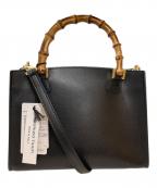 MAURIZIO TAIUTIマウリッツォ タユーティ）の古着「2WAYバンブーハンドルレザーバッグ」｜ブラック