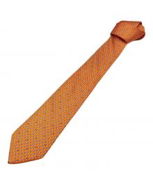 HERMES（エルメス）の古着「総柄ネクタイ」｜オレンジ