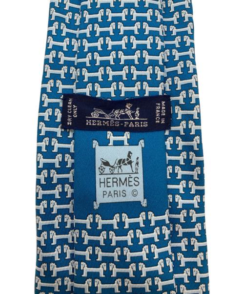 HERMES（エルメス）HERMES (エルメス) 総柄シルクネクタイ ブルー サイズ:-の古着・服飾アイテム