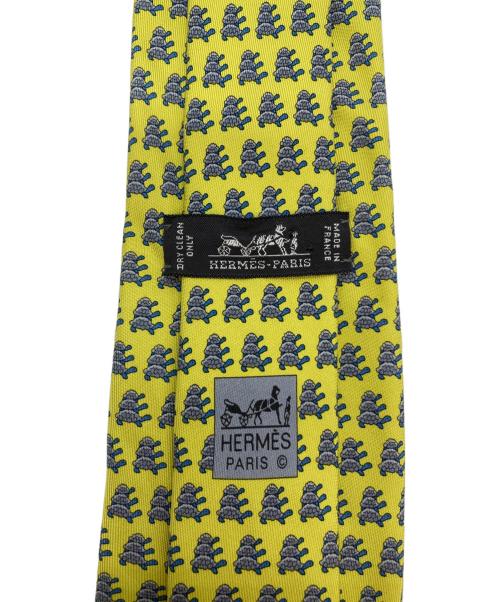 HERMES（エルメス）HERMES (エルメス) 総柄シルクネクタイ イエロー サイズ:ーの古着・服飾アイテム