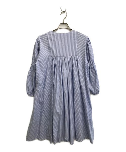 MACGRAW（マックグロー）MACGRAW (マックグロー) ストライプブラウスワンピース スカイブルー サイズ:14の古着・服飾アイテム