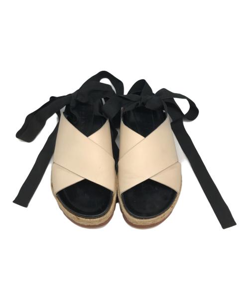 MARNI（マルニ）MARNI (マルニ) アンクルリボン レザー サンダル ベージュ サイズ:37の古着・服飾アイテム