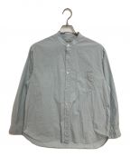 STEVEN ALANスティーブンアラン）の古着「ストライプ バンドカラー シャツ」｜スカイブルー