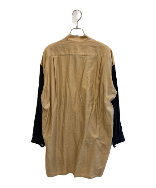 YANTOR（ヤントル）YANTOR (ヤントル) 切替スリーピングロングシャツ ベージュ×ブラック サイズ:SIZEMの古着・服飾アイテム