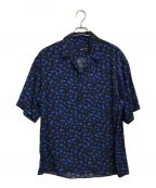 LAD MUSICIANラッドミュージシャン）の古着「DECHINE INKJET HAZED FLOWER OPEN COLLAR BIG SHIRT」｜ブラック×ブルー