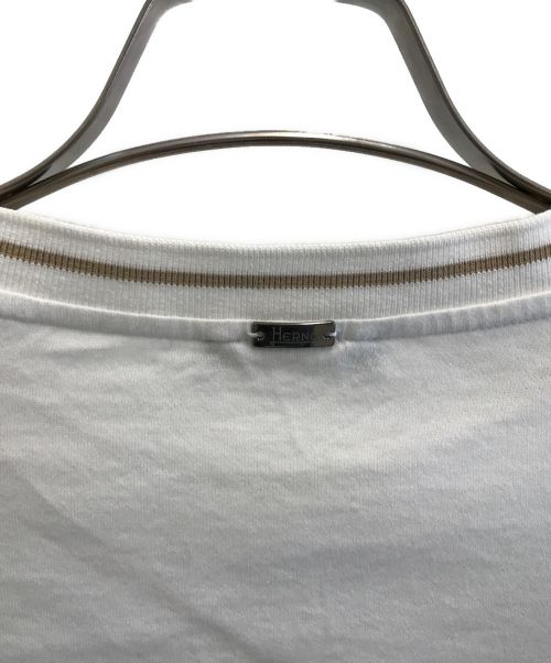HERNO（ヘルノ）HERNO (ヘルノ) クルーネックTシャツ ホワイト×ブラウン サイズ:SIZE 50の古着・服飾アイテム