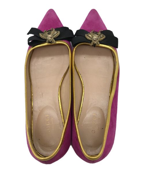 GUCCI（グッチ）GUCCI (グッチ) BEEモチーフスウェードパンプス ピンク サイズ:SIZE 36の古着・服飾アイテム