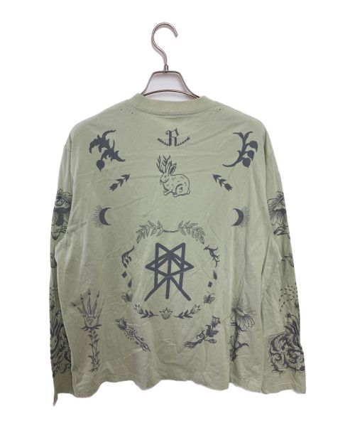 rurumu（ルルムウ）rurumu (ルルムウ) タトゥープリントL/STシャツ グリーン サイズ:Ｍの古着・服飾アイテム