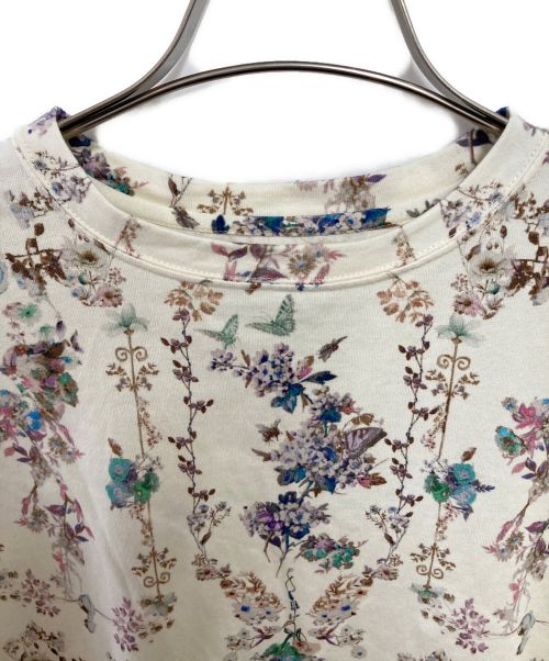 rurumu（ルルムウ）rurumu (ルルムウ) アートフラワーTシャツ アイボリー×マルチカラー サイズ:Ｌの古着・服飾アイテム