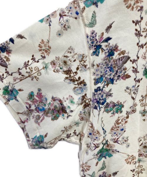 rurumu（ルルムウ）rurumu (ルルムウ) アートフラワーTシャツ アイボリー×マルチカラー サイズ:Ｌの古着・服飾アイテム