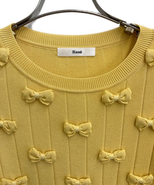 Rene（ルネ）Rene (ルネ) S/Sリボンニット イエロー サイズ:34の古着・服飾アイテム