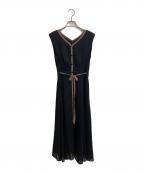 LAGUNA MOONラグナムーン）の古着「バイカラーパイピングワンピース」｜ブラック×ブラウン