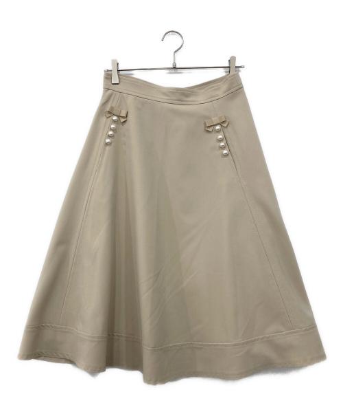 M'S GRACY（エムズグレイシー）M'S GRACY (エムズグレイシー) パール付フレアスカート ベージュ サイズ:40 未使用品の古着・服飾アイテム