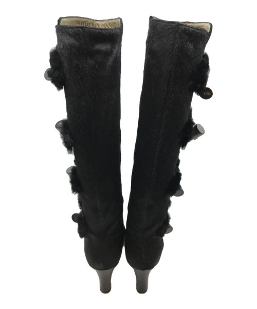 Salvatore Ferragamo（サルヴァトーレ フェラガモ）Salvatore Ferragamo (サルヴァトーレ フェラガモ) ハラコトグルブーツ ブラック サイズ:SIZE 6 1/2の古着・服飾アイテム