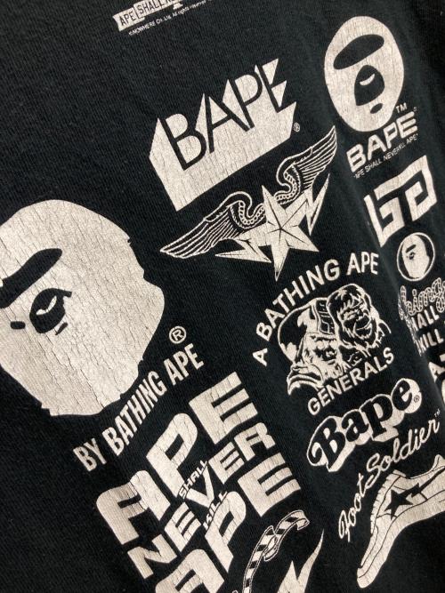 BAPE BY A BATHING APE（ベイプバイアベイシングエイプ）BAPE BY A BATHING APE (ベイプバイアベイシングエイプ) マルチロゴプリントTシャツ ブラック サイズ:Lの古着・服飾アイテム
