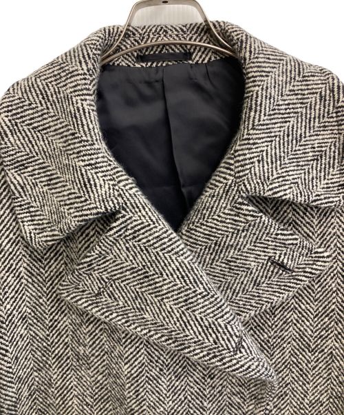 RING JACKET（リングジャケット）RING JACKET (リングジャケット) カシミヤ混Pコート ホワイト×ブラック サイズ:48の古着・服飾アイテム