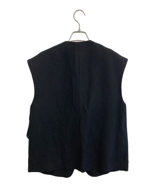 Curensology（カレンソロジー）Curensology (カレンソロジー) ウールリネンベスト ブラック サイズ:freeの古着・服飾アイテム
