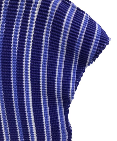 me ISSEY MIYAKE（ミーイッセイ ミヤケ）me ISSEY MIYAKE (ミーイッセイ ミヤケ) ボックスプリーツカットソー ブルー×ホワイト サイズ:FREEの古着・服飾アイテム