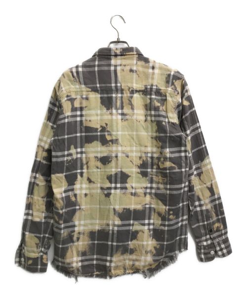 BIG JOHN（ビッグジョン）BIG JOHN (ビッグジョン) SURT (サート) ブリーチデザインネルシャツ グレー サイズ:Lの古着・服飾アイテム