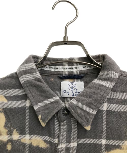 BIG JOHN（ビッグジョン）BIG JOHN (ビッグジョン) SURT (サート) ブリーチデザインネルシャツ グレー サイズ:Lの古着・服飾アイテム