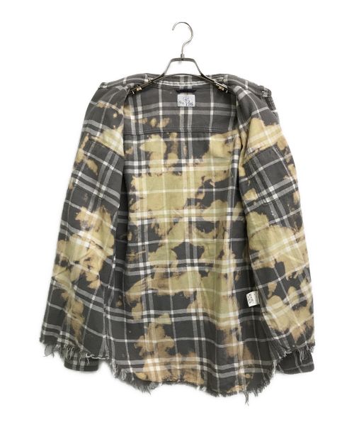 BIG JOHN（ビッグジョン）BIG JOHN (ビッグジョン) SURT (サート) ブリーチデザインネルシャツ グレー サイズ:Lの古着・服飾アイテム