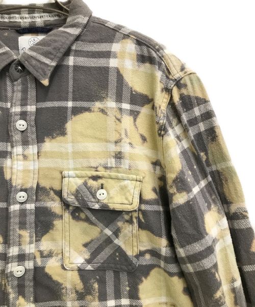 BIG JOHN（ビッグジョン）BIG JOHN (ビッグジョン) SURT (サート) ブリーチデザインネルシャツ グレー サイズ:Lの古着・服飾アイテム