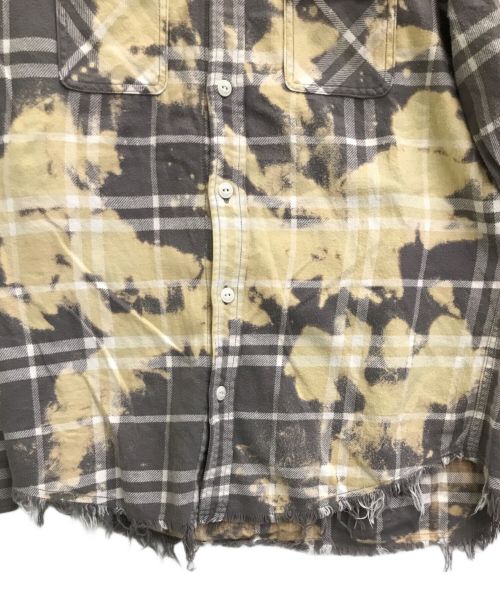 BIG JOHN（ビッグジョン）BIG JOHN (ビッグジョン) SURT (サート) ブリーチデザインネルシャツ グレー サイズ:Lの古着・服飾アイテム