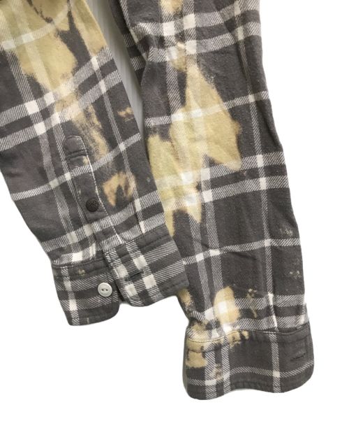 BIG JOHN（ビッグジョン）BIG JOHN (ビッグジョン) SURT (サート) ブリーチデザインネルシャツ グレー サイズ:Lの古着・服飾アイテム