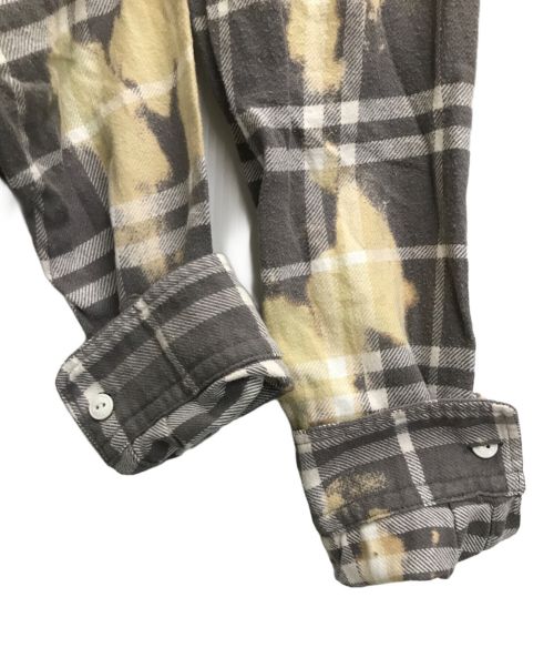 BIG JOHN（ビッグジョン）BIG JOHN (ビッグジョン) SURT (サート) ブリーチデザインネルシャツ グレー サイズ:Lの古着・服飾アイテム