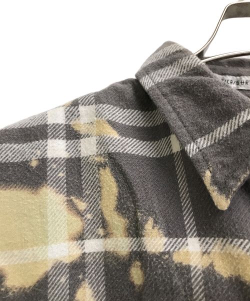 BIG JOHN（ビッグジョン）BIG JOHN (ビッグジョン) SURT (サート) ブリーチデザインネルシャツ グレー サイズ:Lの古着・服飾アイテム
