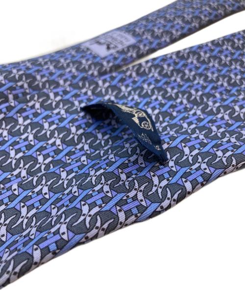 HERMES（エルメス）HERMES (エルメス) 総柄ネクタイ ブルー サイズ:-の古着・服飾アイテム