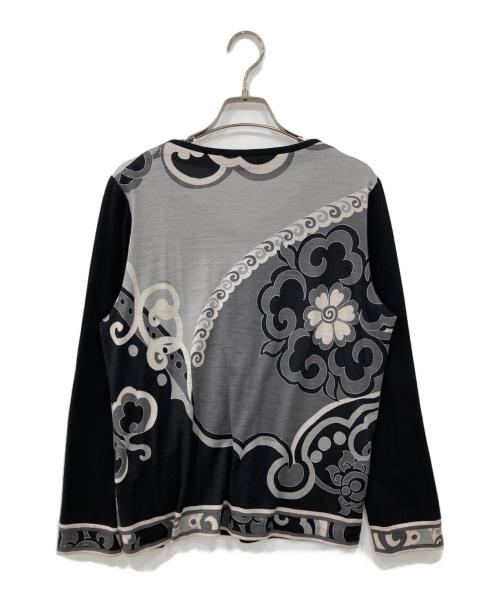 LEONARD（レオナール）LEONARD (レオナール) ウールシルクカーディガン ホワイト×ブラック サイズ:ＬＬの古着・服飾アイテム