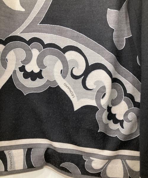 LEONARD（レオナール）LEONARD (レオナール) ウールシルクカーディガン ホワイト×ブラック サイズ:ＬＬの古着・服飾アイテム