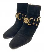 VERSACEヴェルサーチェ）の古着「メデューサバックルスウェードブーツ」｜ブラック